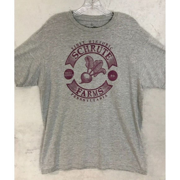 The Office Other - Dwight Schrute Farms‎ The Office TV Show T Shirt Large Gray Scranton Beet Winery